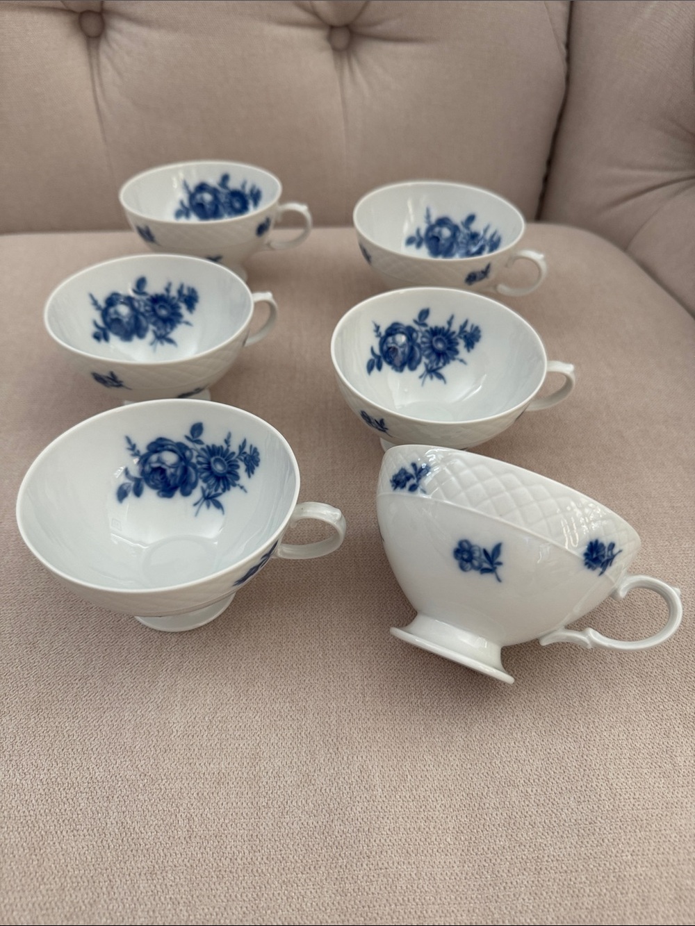 Eschenbach Barronet Heirloom Tea Cup Set Blue Roses Bavaria